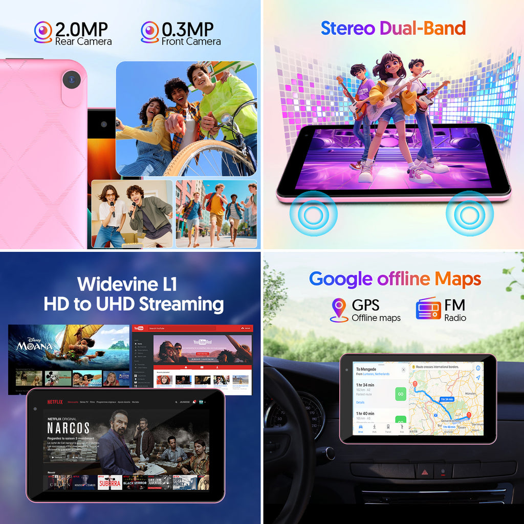 PUTECCH Android 15 Tablet,7 inch Tablets with Case,Penta-Core,3GB+32GB 1TB Expandable Storage,Wi-Fi 6, 5G Dual-Band，3500mAh Battery