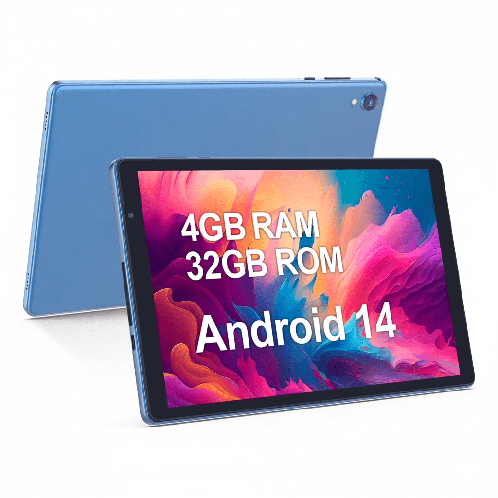 PUTECCH Tablet 10 inch, Android 14 Tablet, 32GB ROM 1TB Expand Computer Tablets, Quad Core Processor 6000mAh Battery, 1280x800 IPS Touch Screen, 2+2MP Dual HD Camera, Bluetooth Wifi Tablet PC