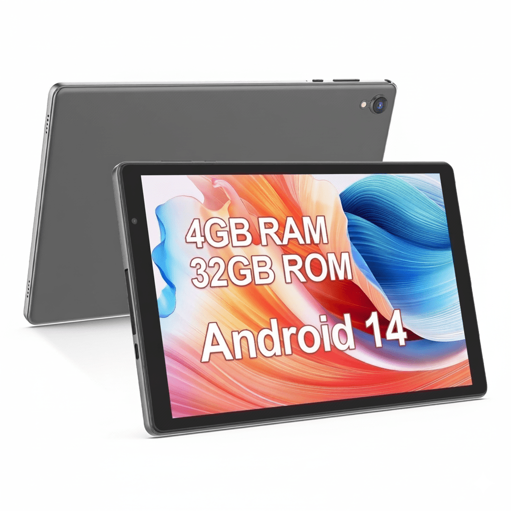 PUTECCH Tablet 10 inch, Android 14 Tablet, 32GB ROM 1TB Expand Computer Tablets, Quad Core Processor 6000mAh Battery, 1280x800 IPS Touch Screen, 2+2MP Dual HD Camera, Bluetooth Wifi Tablet PC