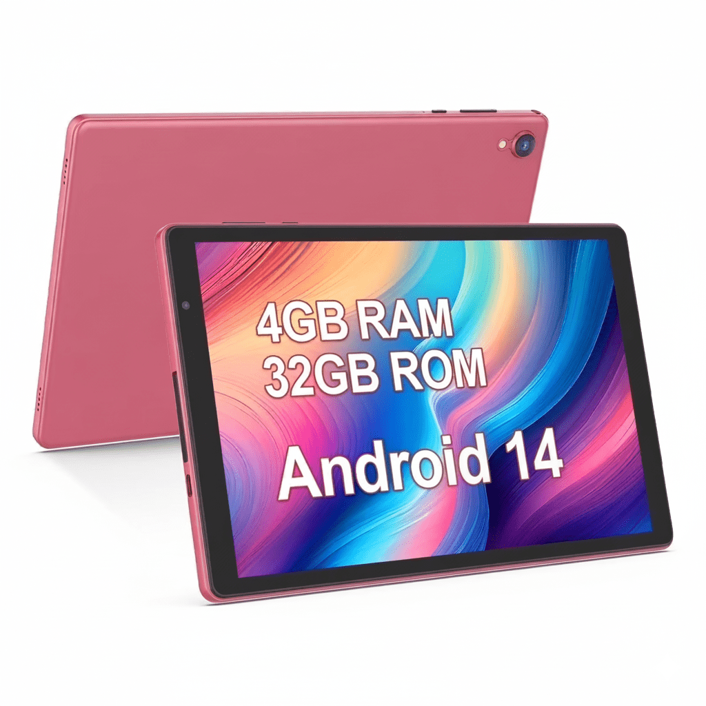 PUTECCH Tablet 10 inch, Android 14 Tablet, 32GB ROM 1TB Expand Computer Tablets, Quad Core Processor 6000mAh Battery, 1280x800 IPS Touch Screen, 2+2MP Dual HD Camera, Bluetooth Wifi Tablet PC