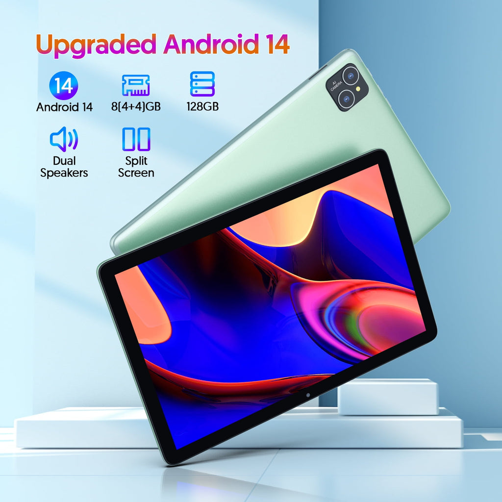 PUTECCH Android 14 Tablet 10 inch 128GB ROM 8GB RAM Google GMS Computer Tablet,8000mAh,Wifi, Bluetooth