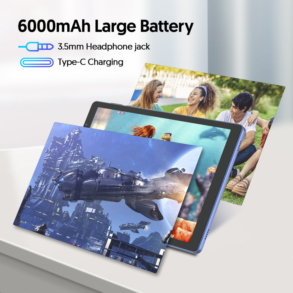 PUTECCH Tablet 10 inch, Android 14 Tablet, 32GB ROM 1TB Expand Computer Tablets, Quad Core Processor 6000mAh Battery, 1280x800 IPS Touch Screen, 2+2MP Dual HD Camera, Bluetooth Wifi Tablet PC