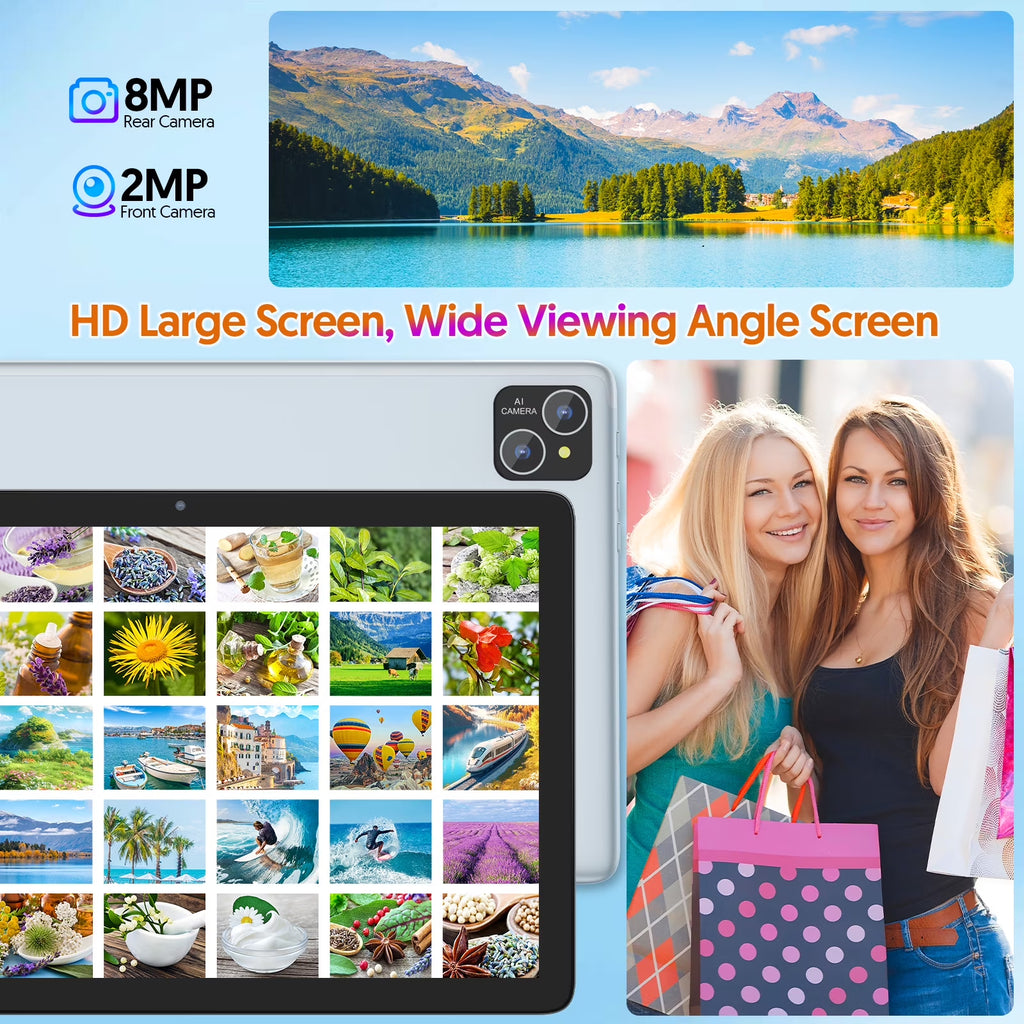 PUTECCH Android 14 Tablet 10 inch 128GB ROM 8GB RAM Google GMS Computer Tablet,8000mAh,Wifi, Bluetooth