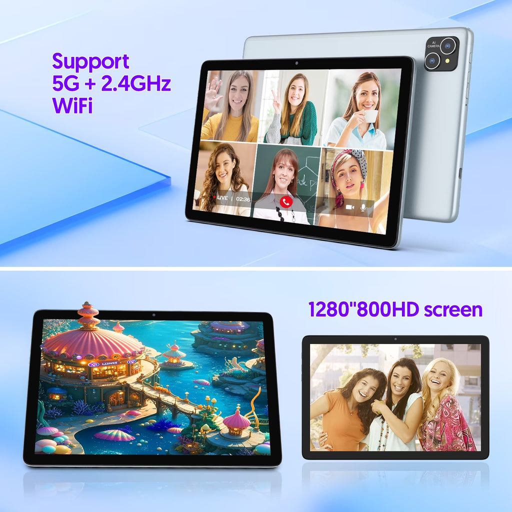 PUTECCH Android 14 Tablet 10 inch 128GB ROM 8GB RAM Google GMS Computer Tablet,8000mAh,Wifi, Bluetooth