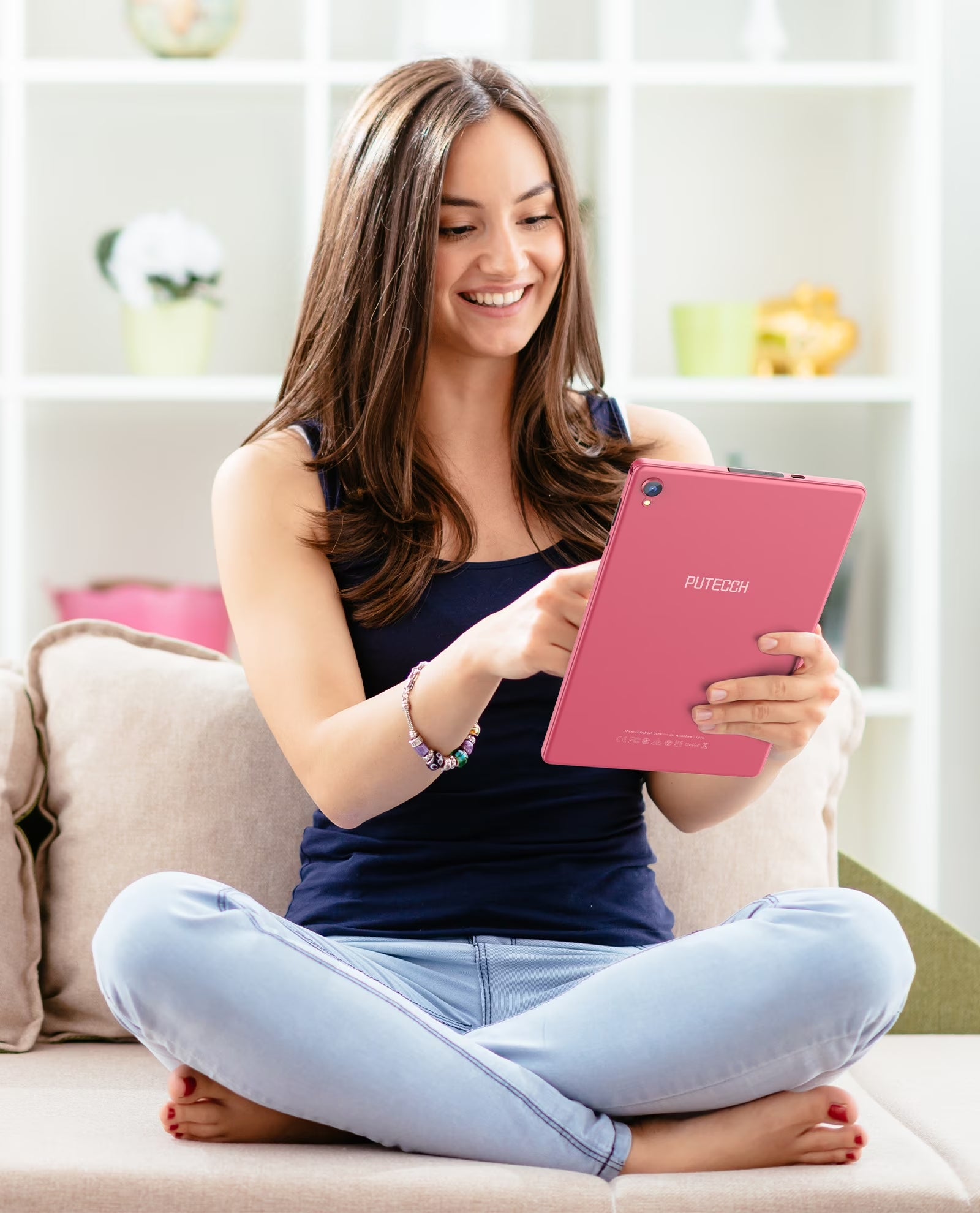 PUTECCH Tablet 10 inch, Android 14 Tablet, 32GB ROM 1TB Expand Computer Tablets, Quad Core Processor 6000mAh Battery, 1280x800 IPS Touch Screen, 2+2MP Dual HD Camera, Bluetooth Wifi Tablet PC